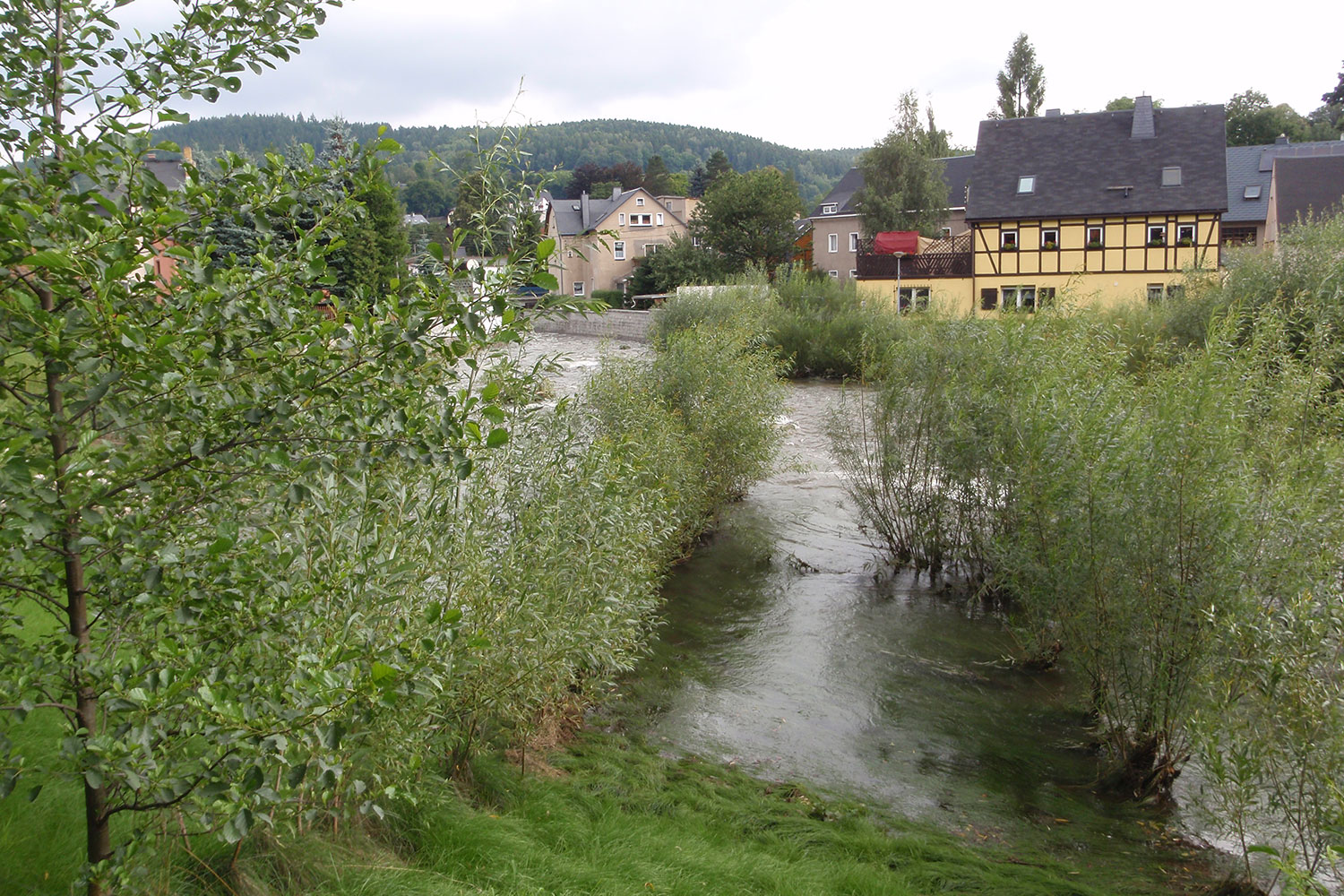 Caudal máximo en el río “Große Mittweida”, Schwarzenberg, Alemania, 2010